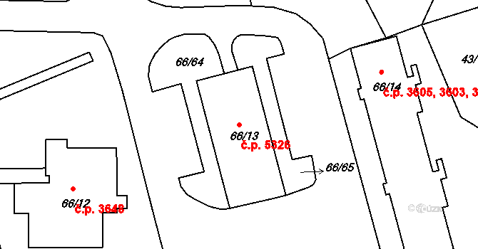 Mšeno nad Nisou 5326, Jablonec nad Nisou na parcele st. 66/13 v KÚ Mšeno nad Nisou, Katastrální mapa