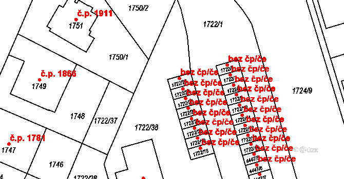Teplice 39142639 na parcele st. 1722/24 v KÚ Teplice, Katastrální mapa