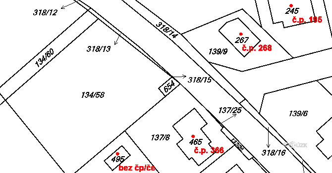 Mratín 43168639 na parcele st. 137 v KÚ Mratín, Katastrální mapa