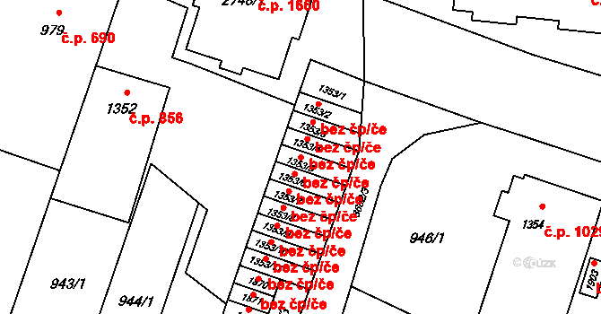 Rožnov pod Radhoštěm 45645639 na parcele st. 1353/5 v KÚ Rožnov pod Radhoštěm, Katastrální mapa