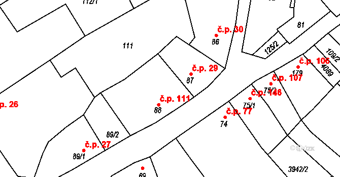 Kudlovice 29 na parcele st. 87 v KÚ Kudlovice, Katastrální mapa