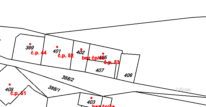Beroun-Hostim 53, Beroun na parcele st. 405 v KÚ Hostim u Berouna, Katastrální mapa