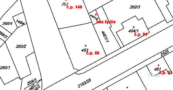 Beroun-Závodí 66, Beroun na parcele st. 453 v KÚ Beroun, Katastrální mapa