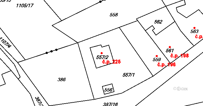 Svinařov 225 na parcele st. 557/2 v KÚ Svinařov u Kladna, Katastrální mapa