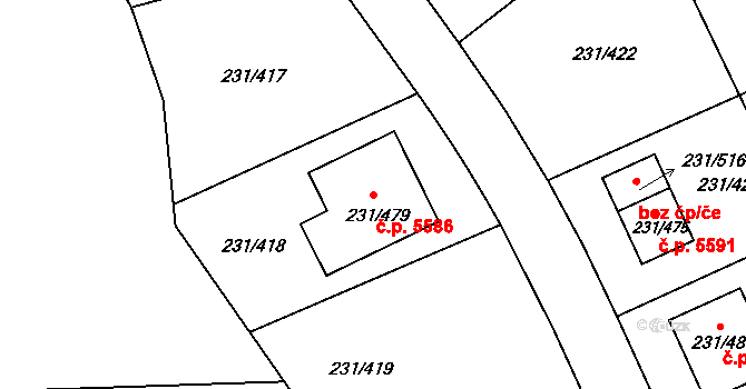 Helenín 5586, Jihlava na parcele st. 231/479 v KÚ Helenín, Katastrální mapa