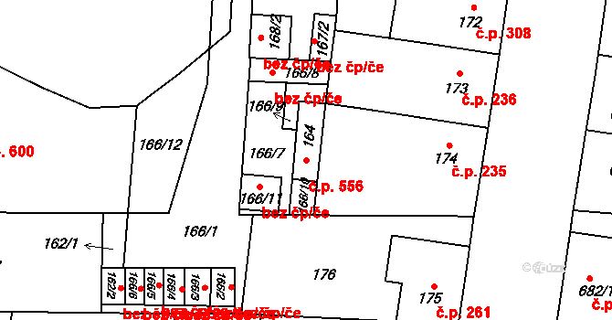 Hronov 556 na parcele st. 164 v KÚ Hronov, Katastrální mapa