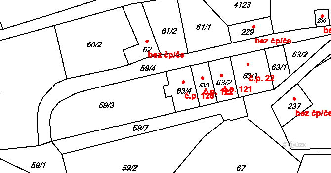 Borotín 123 na parcele st. 63/4 v KÚ Borotín u Boskovic, Katastrální mapa