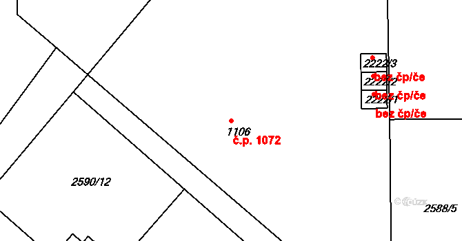 Humpolec 1072 na parcele st. 1106 v KÚ Humpolec, Katastrální mapa