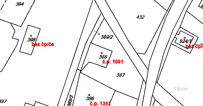 Vejprty 1091 na parcele st. 388 v KÚ Vejprty, Katastrální mapa