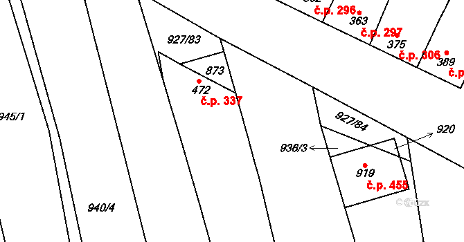 Vrbice 337 na parcele st. 472 v KÚ Vrbice u Velkých Pavlovic, Katastrální mapa