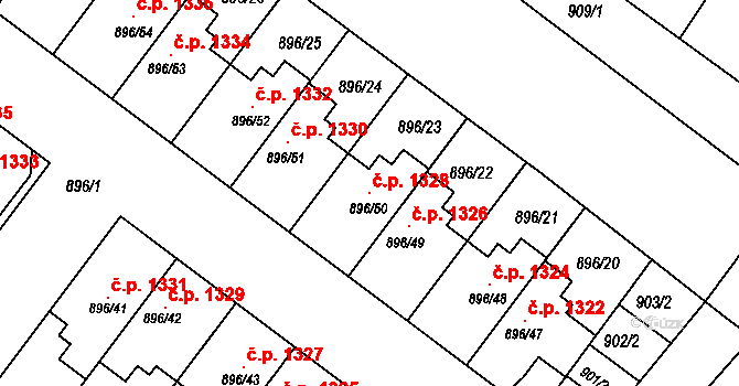 Svatobořice 1328, Svatobořice-Mistřín na parcele st. 896/50 v KÚ Svatobořice, Katastrální mapa