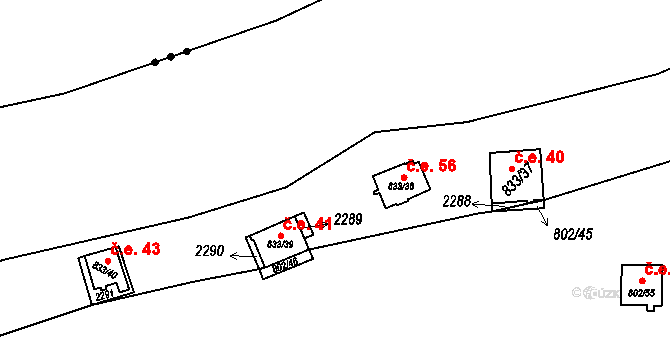 Vranov nad Dyjí 56 na parcele st. 833/38 v KÚ Vranov nad Dyjí, Katastrální mapa