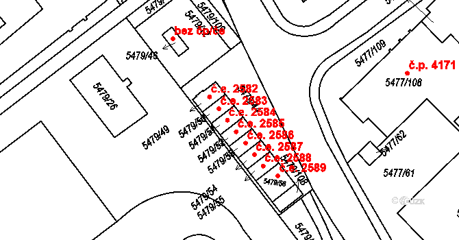 Jihlava 2584 na parcele st. 5479/51 v KÚ Jihlava, Katastrální mapa