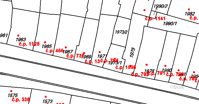 Bzenec 794 na parcele st. 1971 v KÚ Bzenec, Katastrální mapa