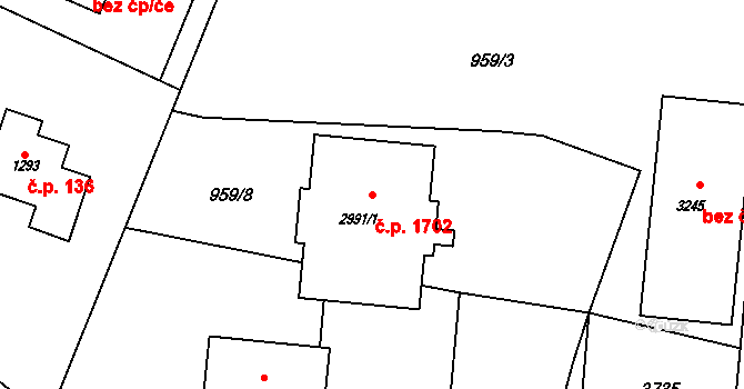 Rožnov pod Radhoštěm 1702 na parcele st. 2991/1 v KÚ Rožnov pod Radhoštěm, Katastrální mapa