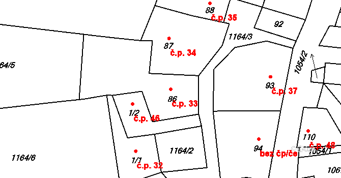 Keblany 33, Slavče na parcele st. 86 v KÚ Keblany, Katastrální mapa