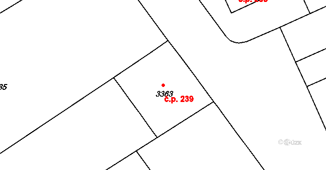 Černá Pole 239, Brno na parcele st. 3363 v KÚ Černá Pole, Katastrální mapa