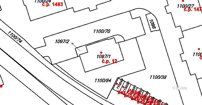 Frýdlant 12, Frýdlant nad Ostravicí na parcele st. 1097/1 v KÚ Frýdlant nad Ostravicí, Katastrální mapa
