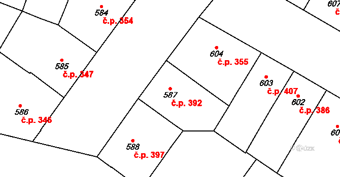 Vršovice 392, Praha na parcele st. 587 v KÚ Vršovice, Katastrální mapa
