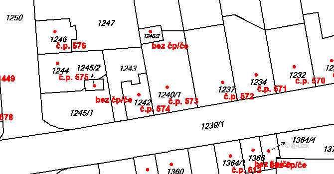 České Budějovice 2 573, České Budějovice na parcele st. 1240/1 v KÚ České Budějovice 2, Katastrální mapa