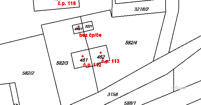Chotěvice 113 na parcele st. 462 v KÚ Chotěvice, Katastrální mapa