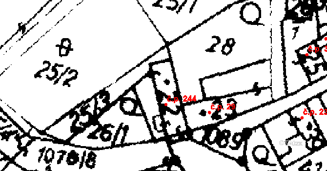 Žiželice 244 na parcele st. 22 v KÚ Žiželice nad Cidlinou, Katastrální mapa