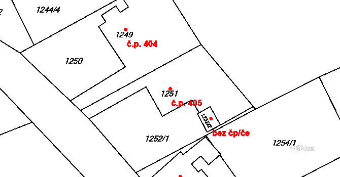 Bludovice 405, Havířov na parcele st. 1251 v KÚ Bludovice, Katastrální mapa