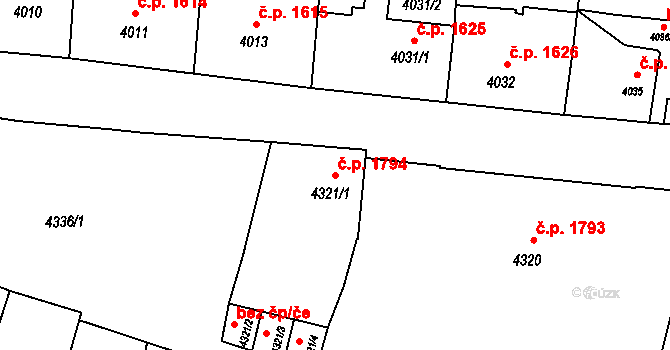 České Budějovice 3 1794, České Budějovice na parcele st. 4321/1 v KÚ České Budějovice 3, Katastrální mapa