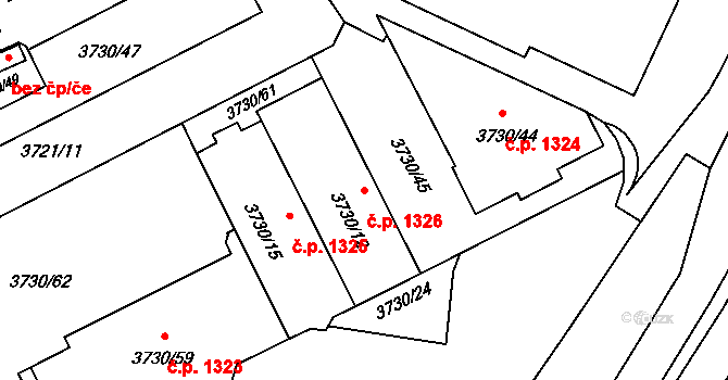 Lutyně 1326, Orlová na parcele st. 3730/12 v KÚ Horní Lutyně, Katastrální mapa