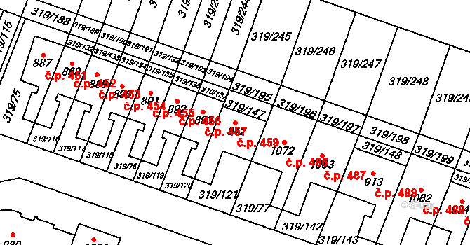Přímětice 459, Znojmo na parcele st. 912 v KÚ Přímětice, Katastrální mapa