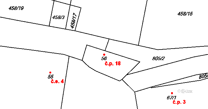 Maníkovice 18, Ptýrov na parcele st. 56 v KÚ Ptýrov, Katastrální mapa