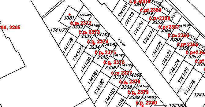 Brandýs nad Labem 2376, Brandýs nad Labem-Stará Boleslav na parcele st. 3335 v KÚ Brandýs nad Labem, Katastrální mapa