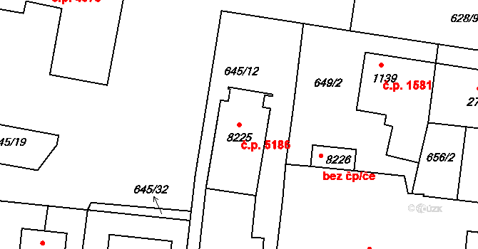 Zlín 5186 na parcele st. 8225 v KÚ Zlín, Katastrální mapa
