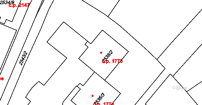 Předměstí 1773, Litoměřice na parcele st. 2536/2 v KÚ Litoměřice, Katastrální mapa