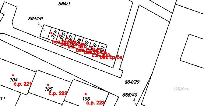 Libochovany 200 na parcele st. 200 v KÚ Libochovany, Katastrální mapa
