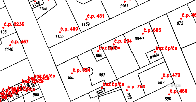 Kladno 38560640 na parcele st. 896 v KÚ Kročehlavy, Katastrální mapa