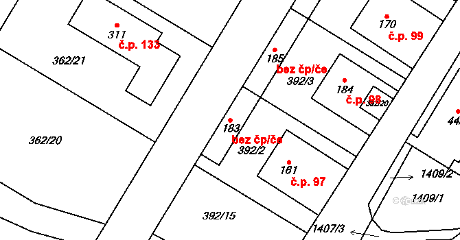 Kyškovice 41087640 na parcele st. 183 v KÚ Kyškovice, Katastrální mapa