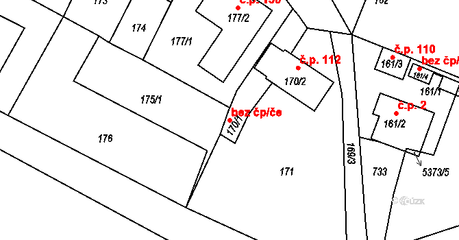 Hnanice 41944640 na parcele st. 170/1 v KÚ Hnanice, Katastrální mapa