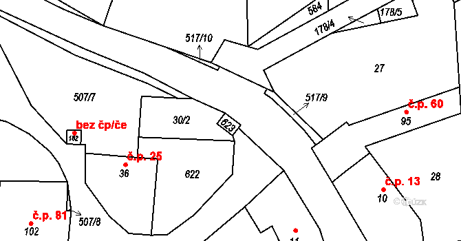 Cvrčovice 43124640 na parcele st. 138 v KÚ Cvrčovice, Katastrální mapa