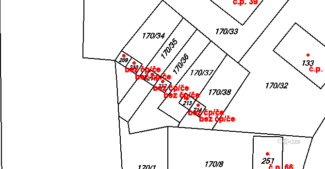 Bujanov 43205640 na parcele st. 212 v KÚ Suchdol u Bujanova, Katastrální mapa
