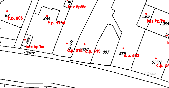 Kateřinky 515, Opava na parcele st. 337/2 v KÚ Kateřinky u Opavy, Katastrální mapa