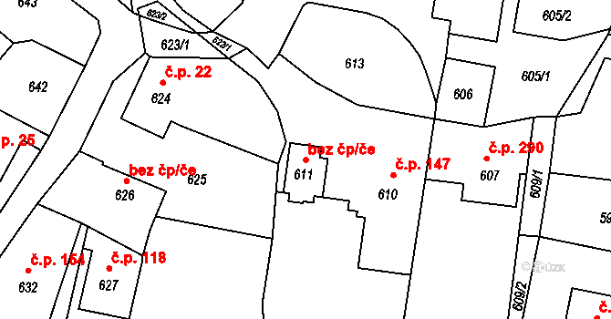 Jablůnka 45618640 na parcele st. 611 v KÚ Jablůnka, Katastrální mapa