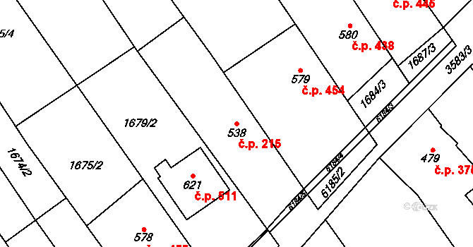 Březolupy 215 na parcele st. 538 v KÚ Březolupy, Katastrální mapa