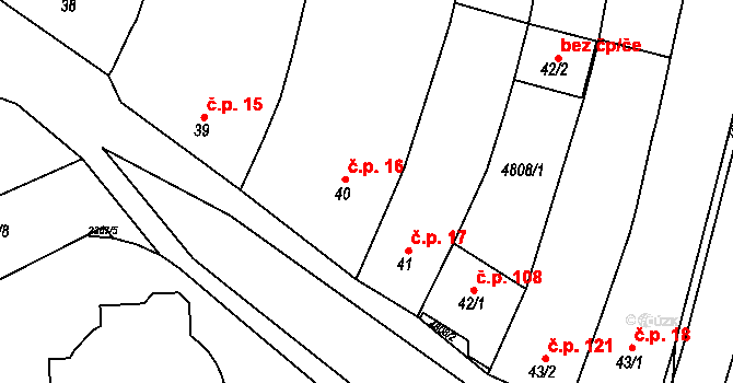 Suchá Loz 16 na parcele st. 40 v KÚ Suchá Loz, Katastrální mapa