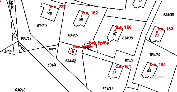 Klučenice 50275640 na parcele st. 102 v KÚ Podskalí, Katastrální mapa