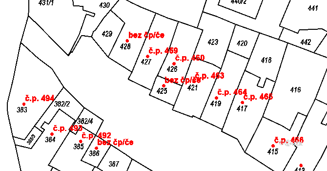 Jemnice 50304640 na parcele st. 425 v KÚ Jemnice, Katastrální mapa