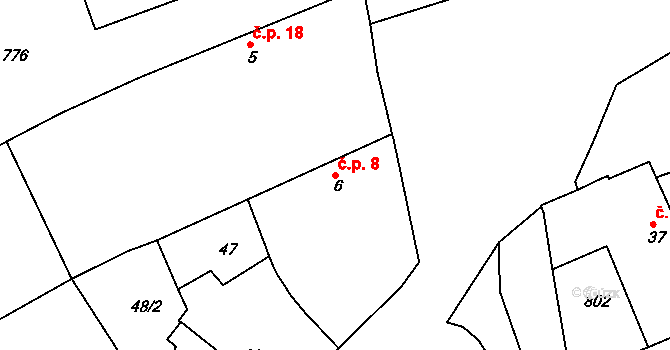 Mlékojedy 8, Neratovice na parcele st. 6 v KÚ Mlékojedy u Neratovic, Katastrální mapa
