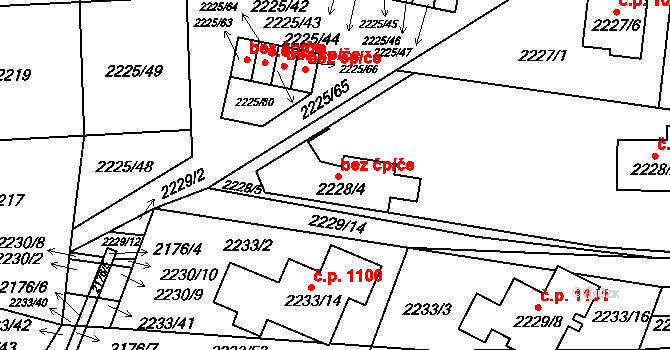 Bučovice 78042640 na parcele st. 2228/4 v KÚ Bučovice, Katastrální mapa