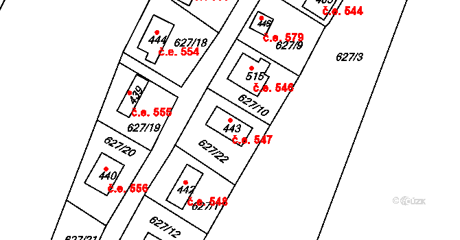 Chotouň 547, Pohoří na parcele st. 443 v KÚ Pohoří u Prahy, Katastrální mapa