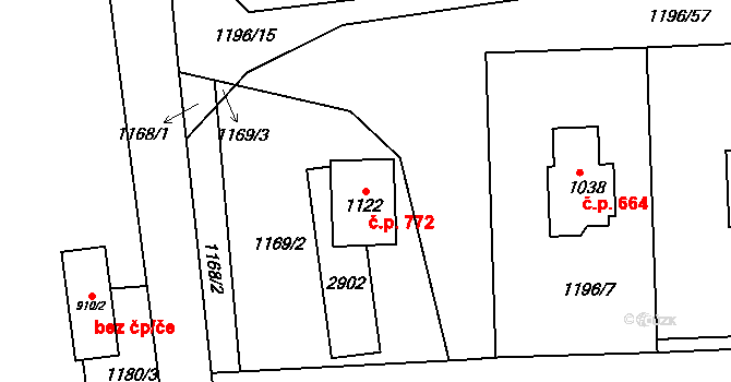 Sobotka 772 na parcele st. 1122 v KÚ Sobotka, Katastrální mapa